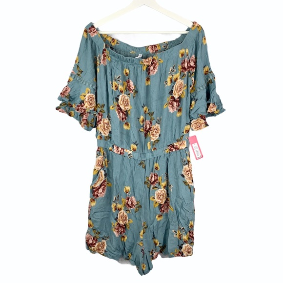 NWT Xhilaration Floral Off the Shoulder Romper L - Picture 1 of 10